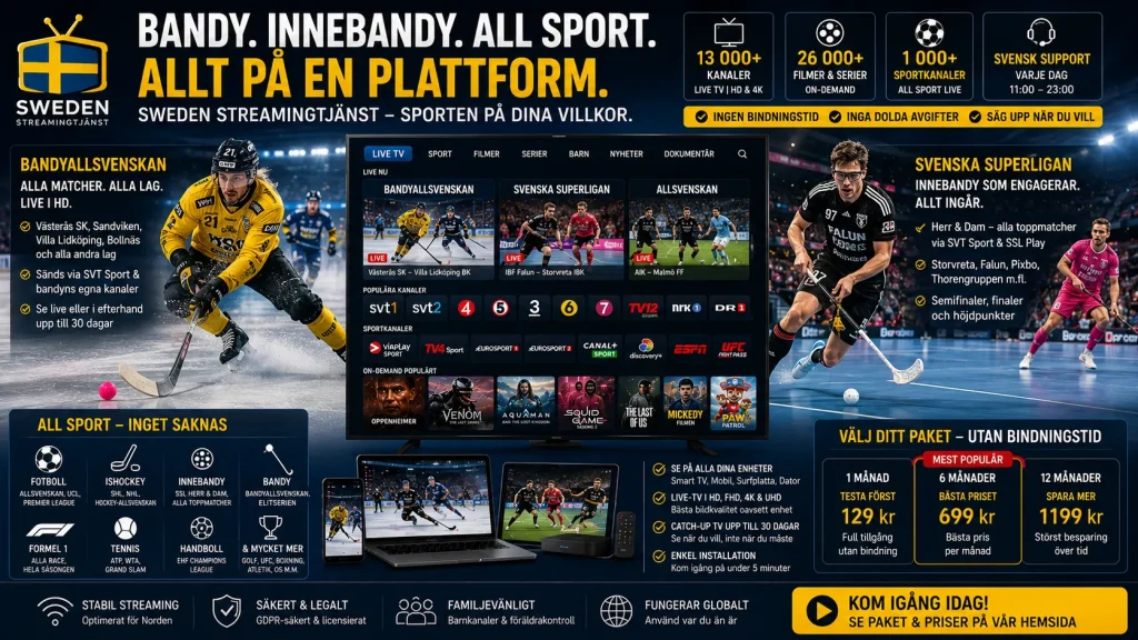 Digital TV Plattform för live sportstreaming i Sverige 2026.